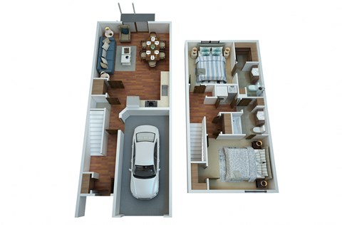 Floor plan for 2 beds, 2 baths, 1342 sqft